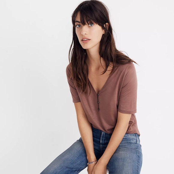 Madewell Tops - Madewell Drapey Henley Tee size M NWT